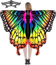 Vibrant Adult Butterfly Wings Costume Cape - Perfect for Halloween Celebrations