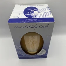 Musical Holiday Candle Plays Silent Night When Burning Ivory Vanilla Candle NIB