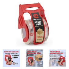 Heavy Duty Packing Tape with Dispenser 2.6 Mil Thick Clear 2 inch x 25 yard