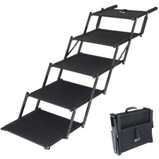 Foldable Dog Stairs 5-Step Pet Ramp For Cars Beds Trucks Up To 250 lbs