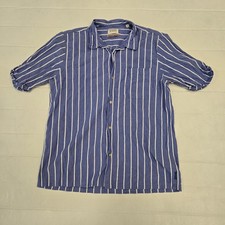 Scotch & Soda Toweling Striped Button Up Camp Shirt Mens Sz XL Blue Short Sleeve