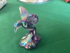 STUNNING VTG Purple Iridescent Art Glass Hummingbird Figurine 4.5"H