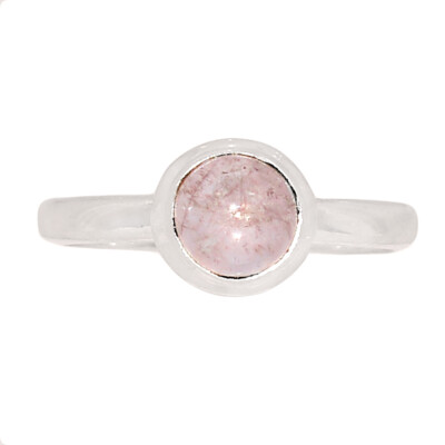 Natürlicher Cabochon Morganit - Madagaskar 925 Silber Ring Schmuck Gr.6 CR56425