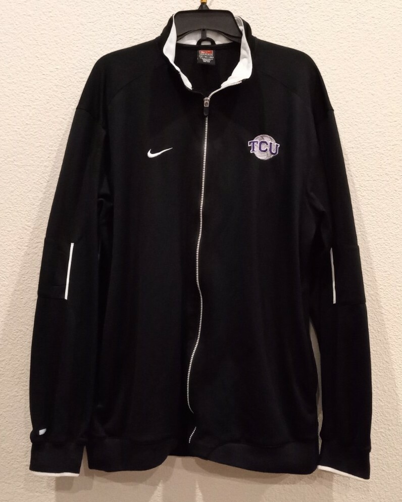 Nike TCU Horned Frogs Full Zip Up Black Jacket Adult Size LT