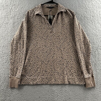 Jane Delancey Womens Top Beige Black Size Medium Animal Print Cotton ...
