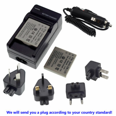 2X Battery DB-L20 DBL20 + AC/DC charger for Sanyo VPC-C5 VPC-C40 VPC-CA6 VPC-E60