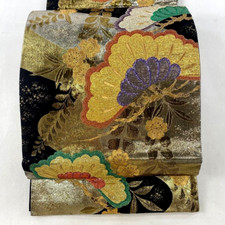 Japanese Kimono, SILK Fukuro OBI,Rokutu,Gld thread,Foil,Pine,SAKURA,L14'4"..3703