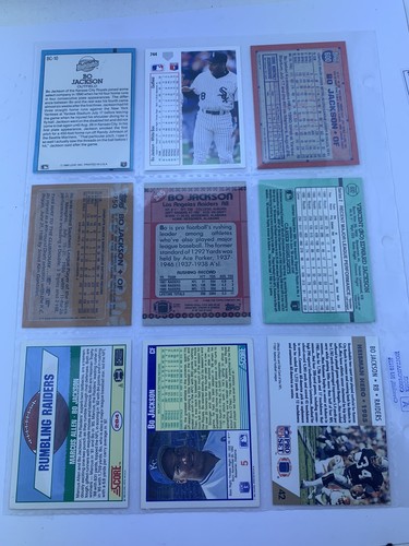 9 Card MLB NFL Bo Jackson Baseball Football Cards Topps Score Leaf - Picture 2 of 2
