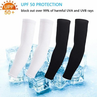 2/5X Ärmel UV Schutz Armlinge Sonnencreme Arm Sleeves Sportschutz Schwarz/Weiß
