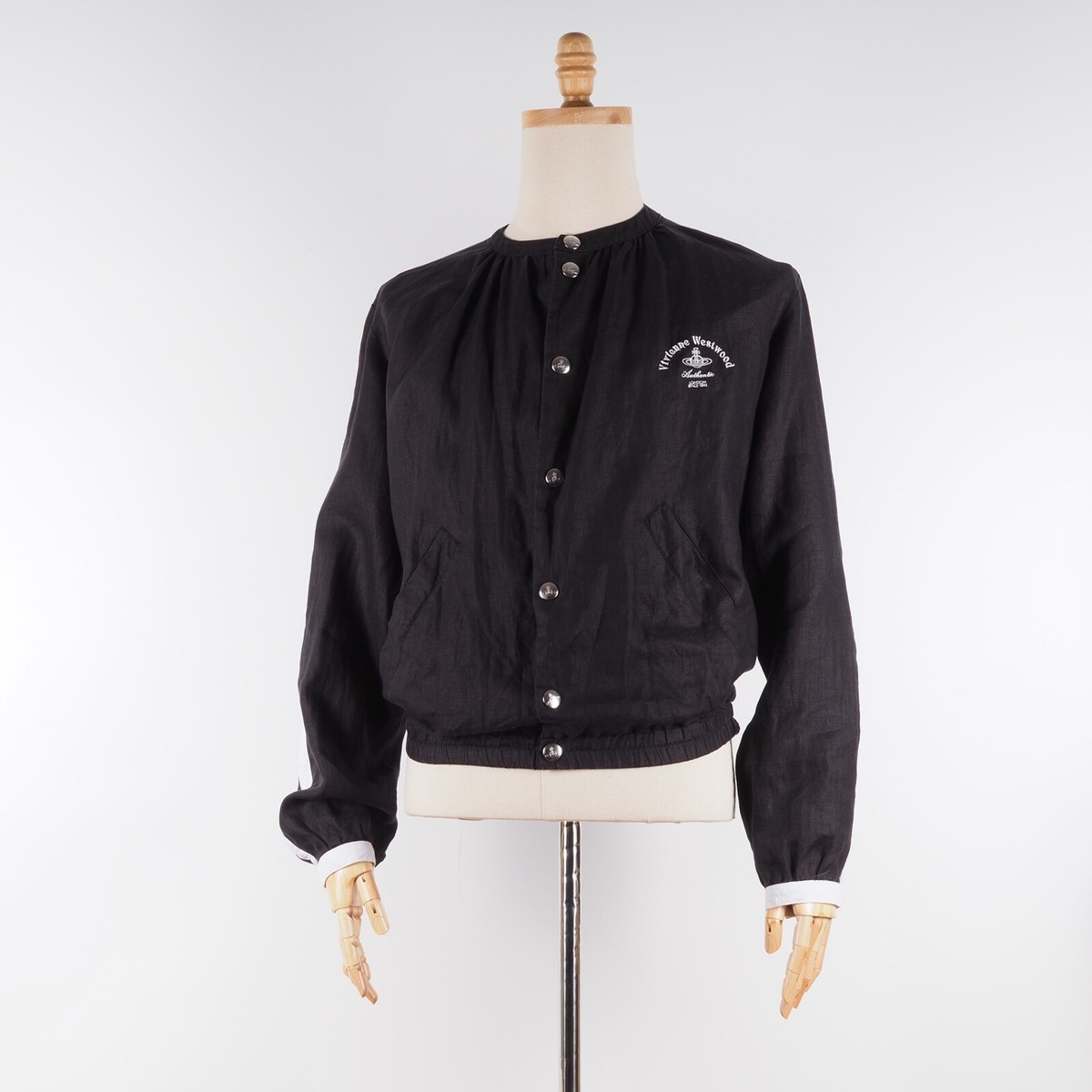 Vivienne Westwood Men's Lightweight Black Linen Bomber Jacket size