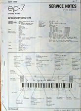 Roland EP-7 Digital Piano Original Service Notes Manual Booklet, 1992 Japan.