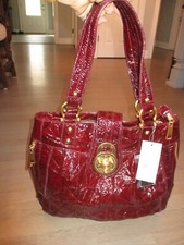 Steven By Steve Madden Burgundy Leather Gold Tone Hardware Shoulder Bag  New