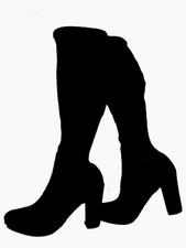 Stivali In Camoscio Stretch Neri 40 41 42 43 44 45 46 POLONIA Tacchi 11CM