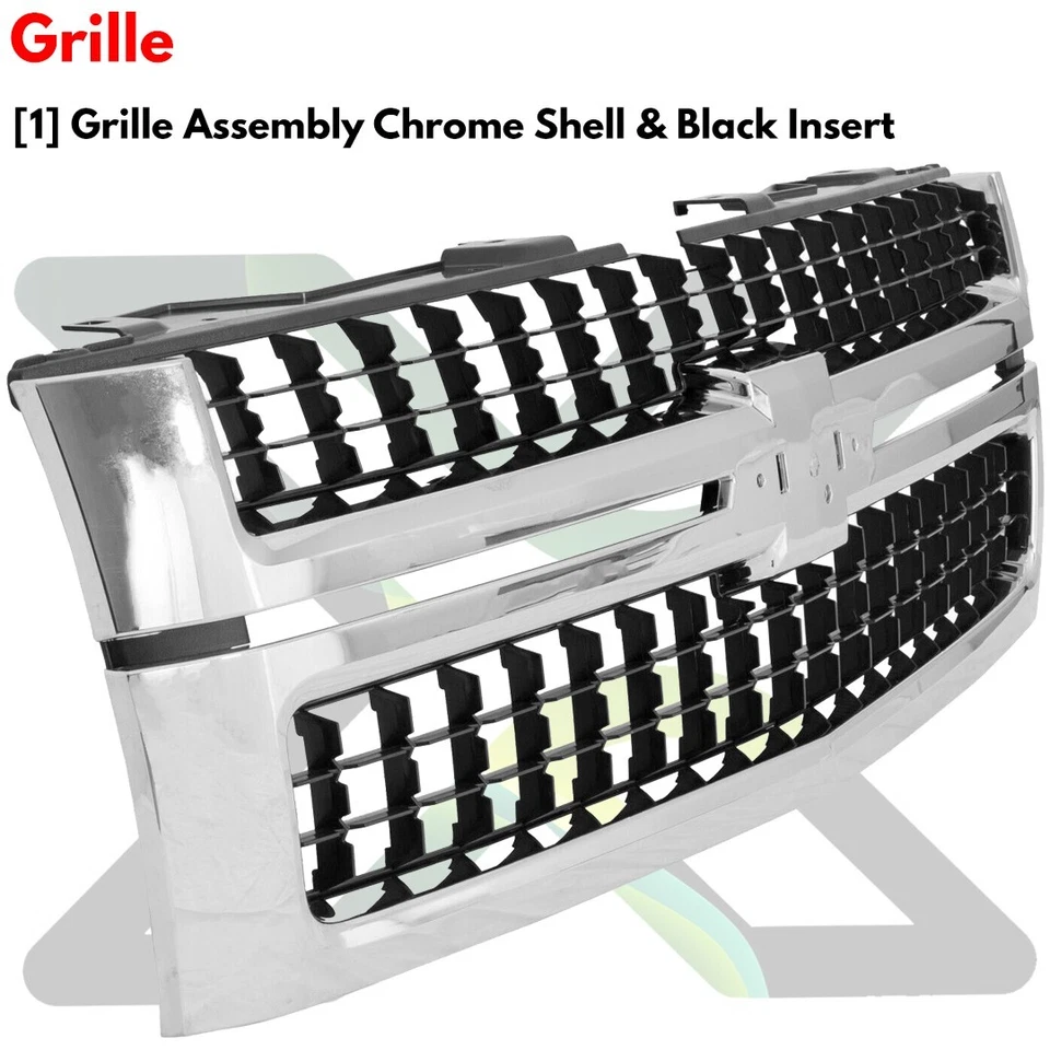 Front Bumper & Headlights Kit For 2007-2010 Chevrolet Silverado 2500 3500 HD Foto 3 de 4