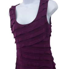Max Studio Shutter Pleat Womens Dress Size M Textured Purple Sleeveless