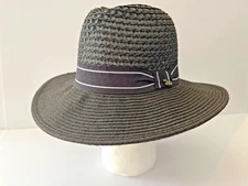 Something Special 100% Paper Black Wide Brim Sun Hat VTG Size Medium