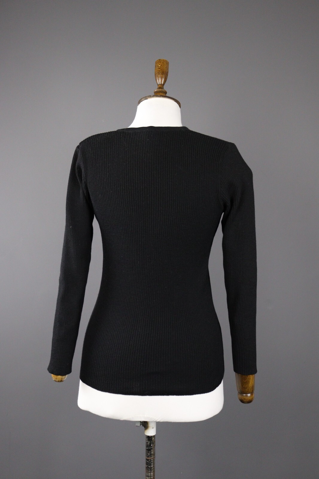 Top elasticizzato vintage Saint Laurent Rive Gauche in lana a costine manica lunga taglia S