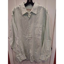 Tommy Bahama Mens Shirt Green White Check 16 1/2 34-35 Dress Long Sleeve Pocket