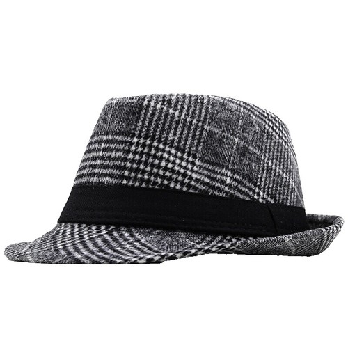Black & White Plaid Cotton Fedora Hat Sloane Cotton Plaid Fedora – Fedoras.com main image 3
