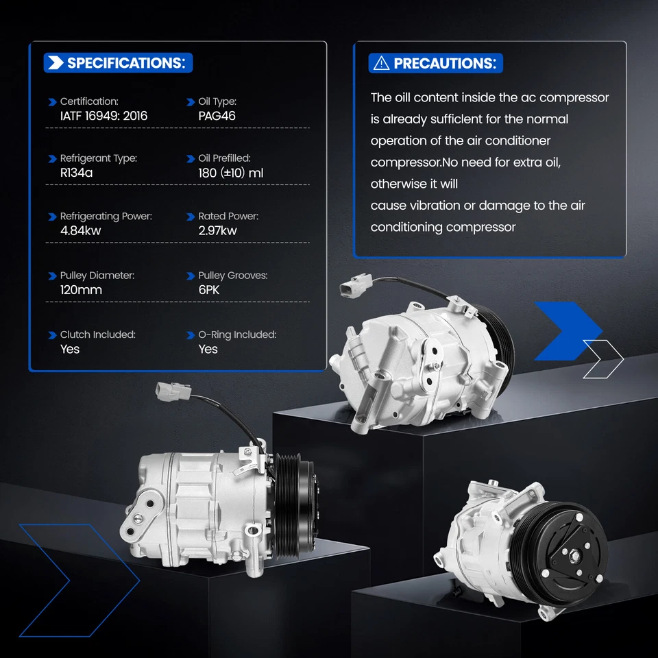 Conjunto de compresor de aire acondicionado 7SBH17C CO 29232C para Ram ProMaster 1500 3,6 L Foto 3 de 4