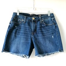 Seven7 EST 1964 Womens Blue Mid Rise Distressed Fray Hem Weekend Shorts Size 6