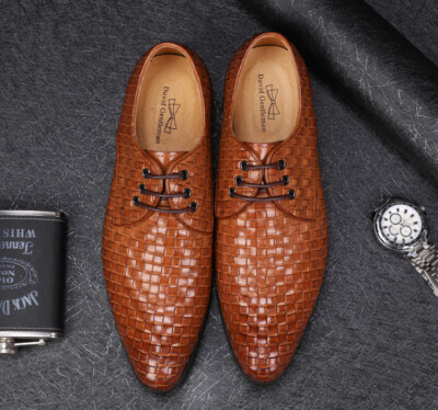 woven leather mens dress shoes The Grand Tan Men Shoe Penny Loafer  Handcrafted with Blake construction Mens Woven Shoes - Mens