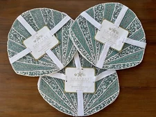 COASTAL COLLECTION Set Of 6 Aqua Silver Shell Beaded Placemats Chargers New!