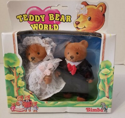 Vintage VTG Simba Teddy Bear World Bride & Groom  Set Original Box Sealed