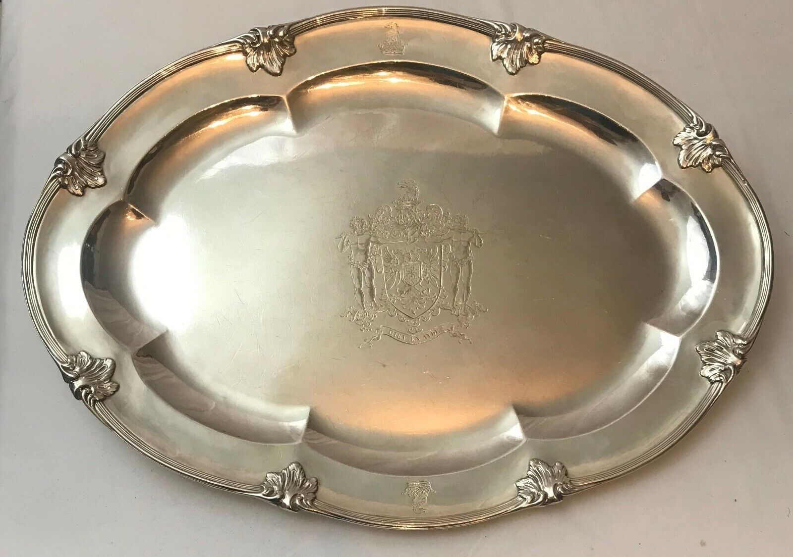 French 950 Silver Tray Alexandre-Auguste Turquet (1855-1882). 1st Minerva 19.5"