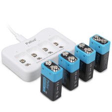 9V Lithium Rechargeable Batteries 9 Volt Li-Ion Battery and Battery Charger Lot