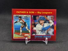 2025 Topps Heritage Chrome Red Refractor /5 Father & Son Cavan & Craig Biggio  