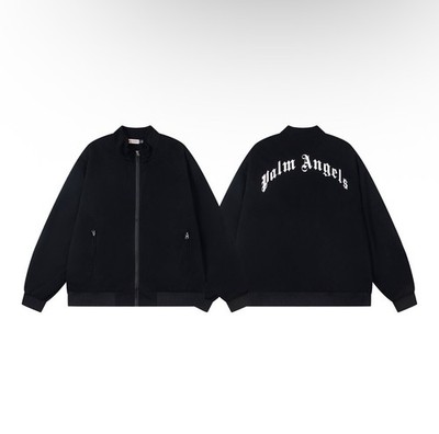 Palm Angels Men's Black Bomber Jacket Zip Short Logo Accent Classic Casual L
