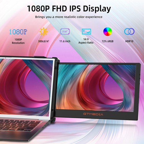 Portable Monitor FullHD IPS HDR Triple Dual Screen Extender For 13-17.3'' Laptop - Picture 8 of 18
