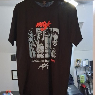 MGK Wiz Khalifa Lost Americana Tour Black Graphic T-Shirt Cotton M