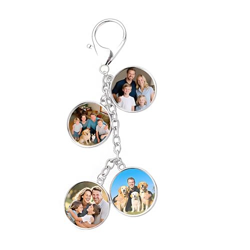 Custom Keychain with Picture Personalized Gifts for Women Men 4 Photo