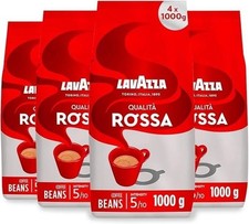 Lavazza, Qualità Rossa, Coffee Beans, 4 Packets of 1 kg, with Aromatic Notes of 15.00 per kilo