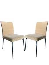 Arredamento Bar Ristorante Sedia in Tessuto Beige Gambe in Metallo - Set 2 Pezzi