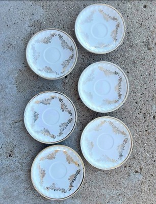 Earlier Richard Ginori Butter Pat Plates Set of 6 White Gold Star Florals 4.5 