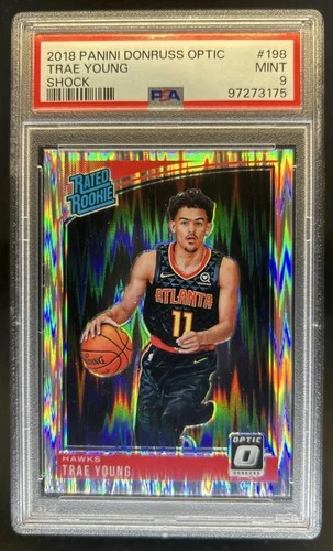 2018-19 Panini Donruss Optic Trae Young Shock Rookie RC #198 Hawks PSA 9