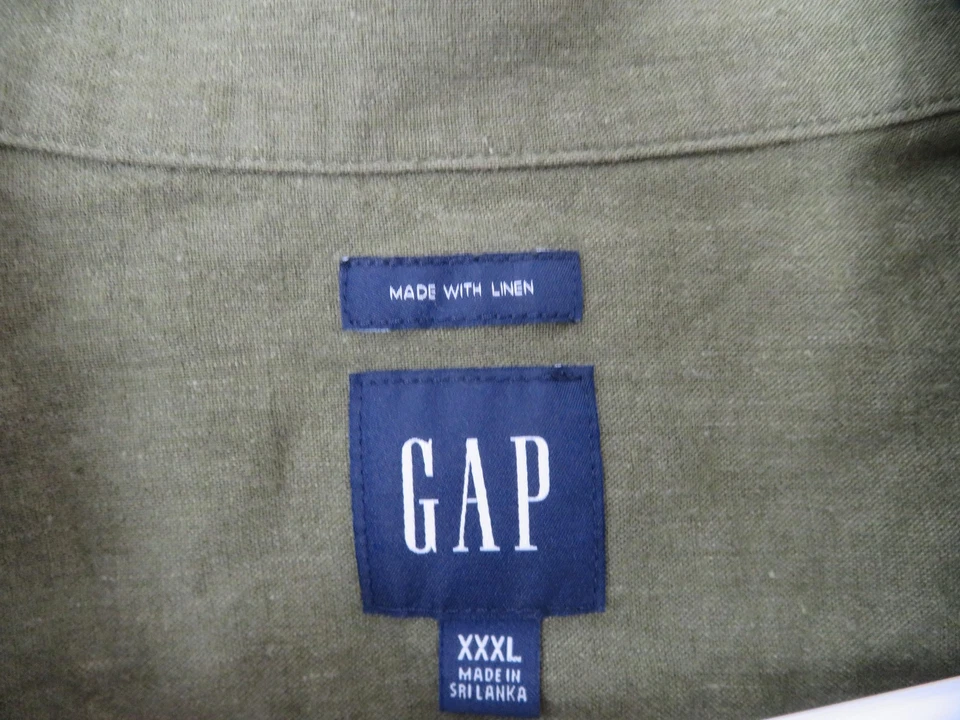 Gap Shirt Mens 3XL Green Linen Blend Short Sleeve Button Pocket Camp Collar - Image 4 of 4