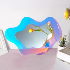 Espejo de Pared Irregular Ondulado Acrílico Arco Iris Espejo Decoración de Habitación Espejos Estéticos A