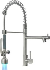 Commercial Single Handle Pull Down Sprayer Brushed Nickel Kitchen Faucet Kitchen