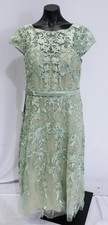 Azazie Women Sanna A-Line Scoop Neck Lace Tulle Dress CL8 Dusty Sage Size US:A14