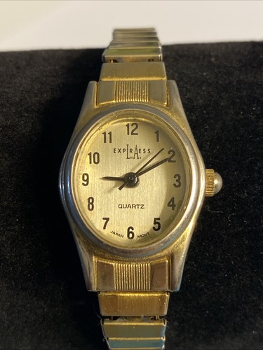 LA Express Wristwatch Gold Tone Expansion Band New Battery