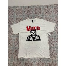 Misfits Band T-Shirt White Gildan Heavy Cotton Fiend Skull Graphic Large NEW