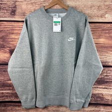 Nike Sportswear Club Fleece Crewneck Sweatshirt Dark Grey BV2662-063 Mens XL NWT