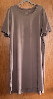 Woolx Merino Wool T-shirt Lexie Dress Cover-up 1X Toasted Almond Travel Soft