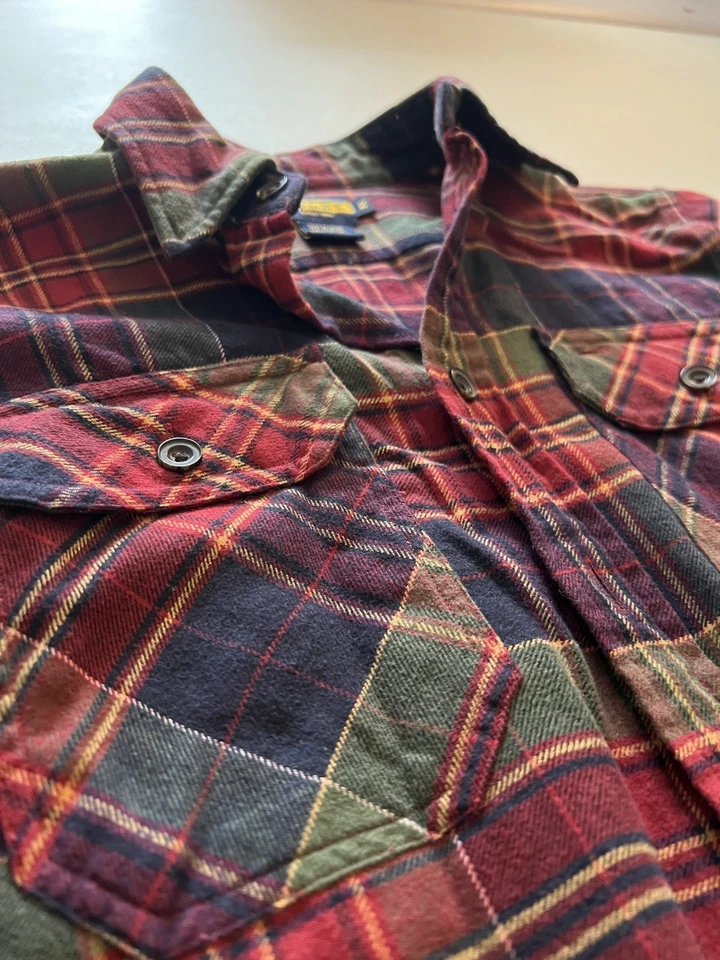 RUGBY Ralph Lauren Women's Slim Fit Plaid Flannel Shirt Size 2 Dark Red - Image 3 of 4