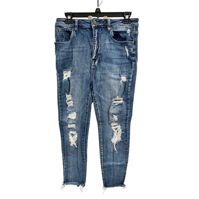 Risen Los Angeles High Rise Distressed Skinny Jeans Blue Size 11/30