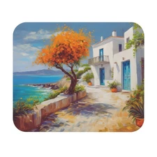 Fall Greece Island Coastal Paradise Mouse Pad Gamer Pad